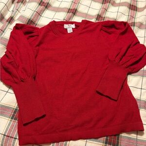 Red Puff Sleeve Sweater